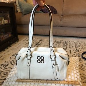 *** Coach *** Julia White Pebbled Leather Satchel Handbag
